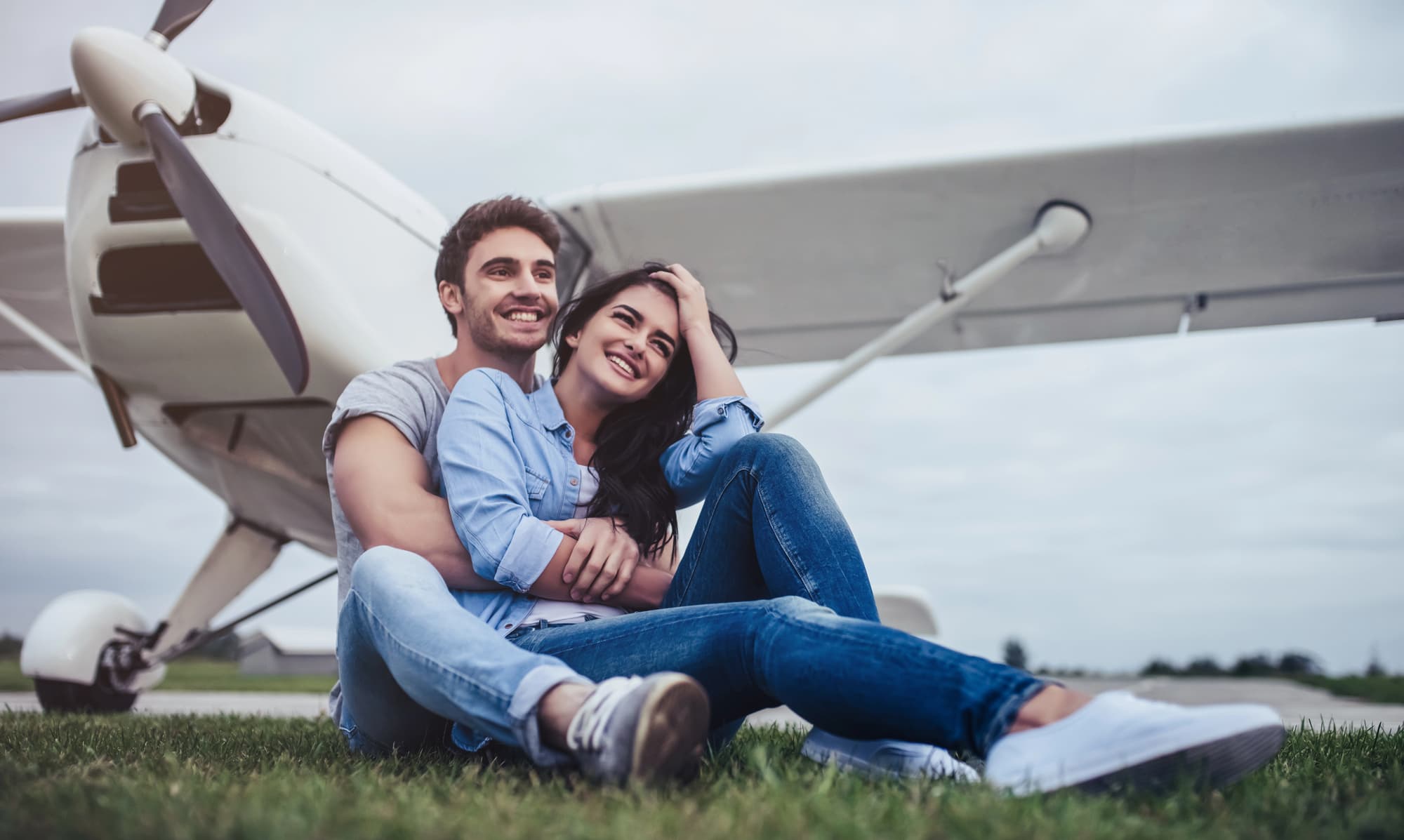 Couple with airplane