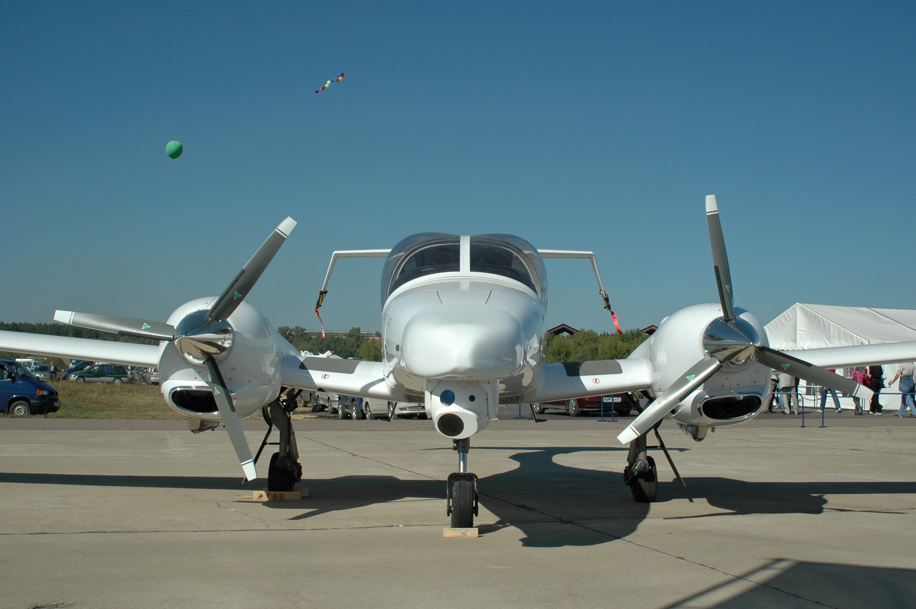 Twin-engine aircraft on the ramp