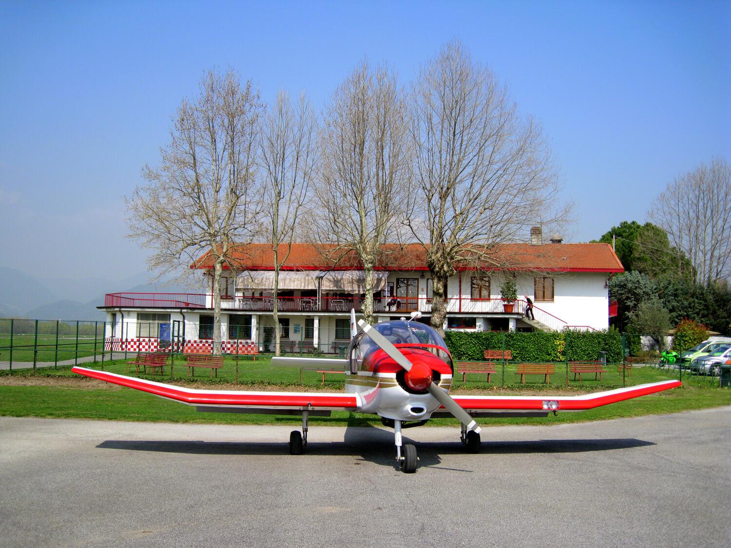 Experimental airplane parked on grass