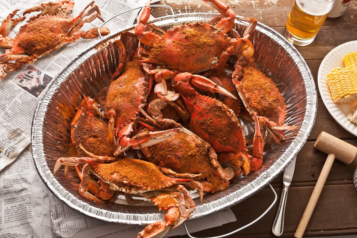 Steamed blue crabs